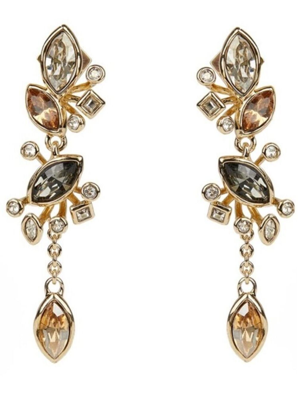 Alexis Bittar Navette Crystal Cluster Post Drop Earrings